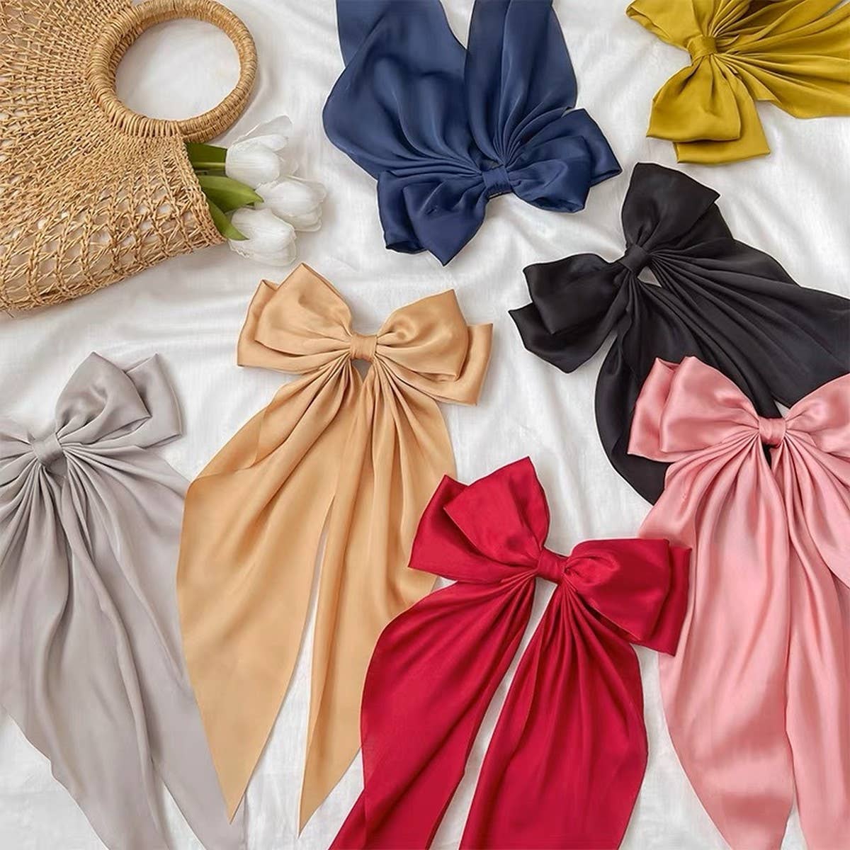SIMPLE TEMPERAMENT BOW HAIR CLIP: LTBLUE