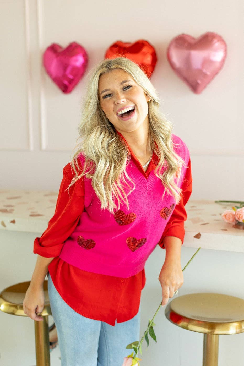 Hot Pink Heart Vest: Pink