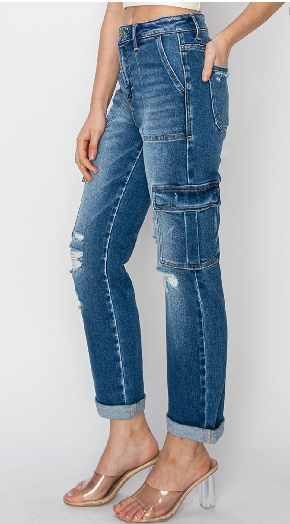 Risen HR Cargo Ankle Roll Up Straight Jean