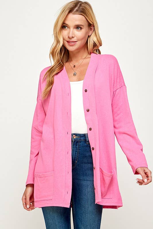 Lightweight Slub BubbleGum Cardigan