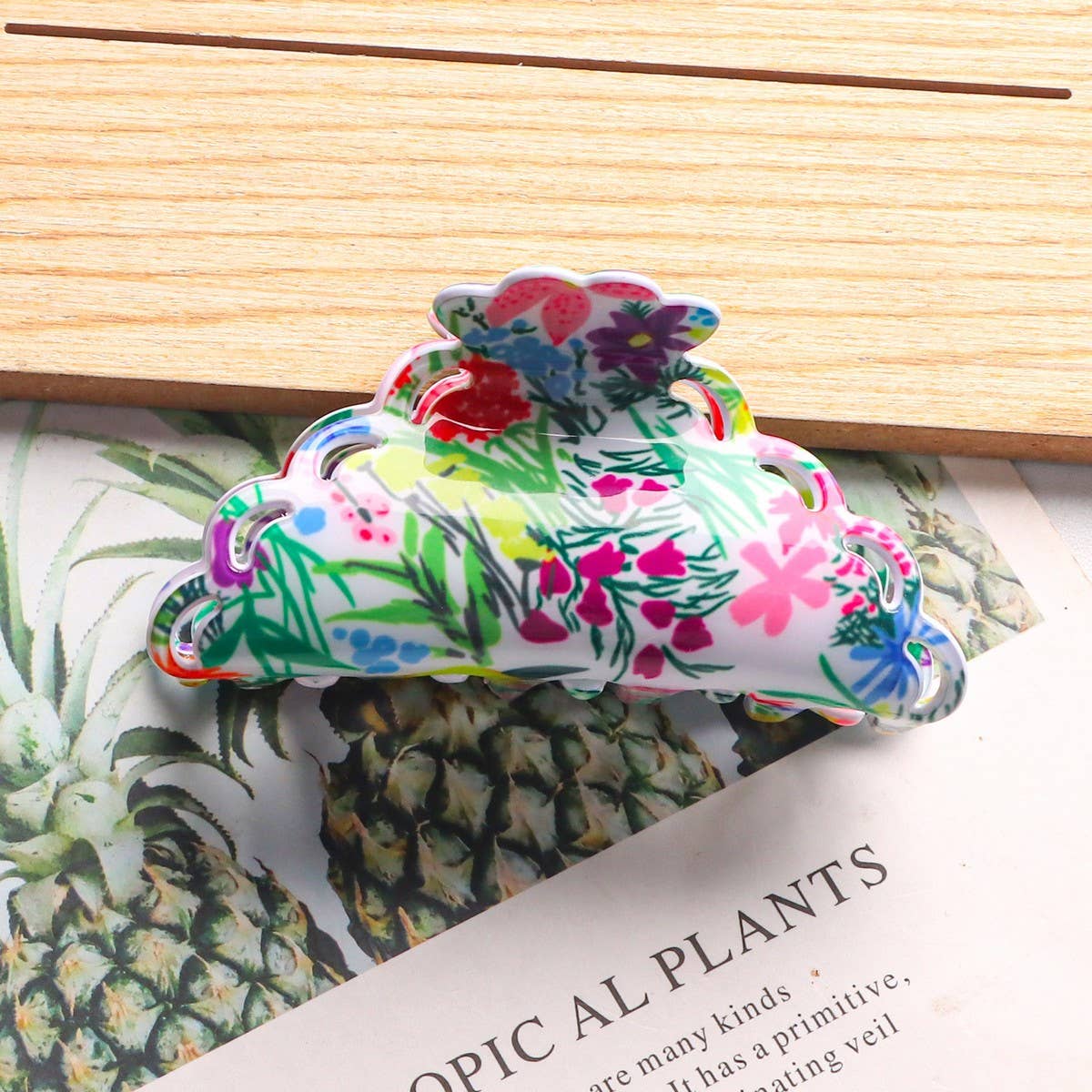 CWAHA1419_ACETIC ACID PLANT FLOWERS IRREGULAR HAIR CLAW CLIP: TYPE2 / (OS) 1