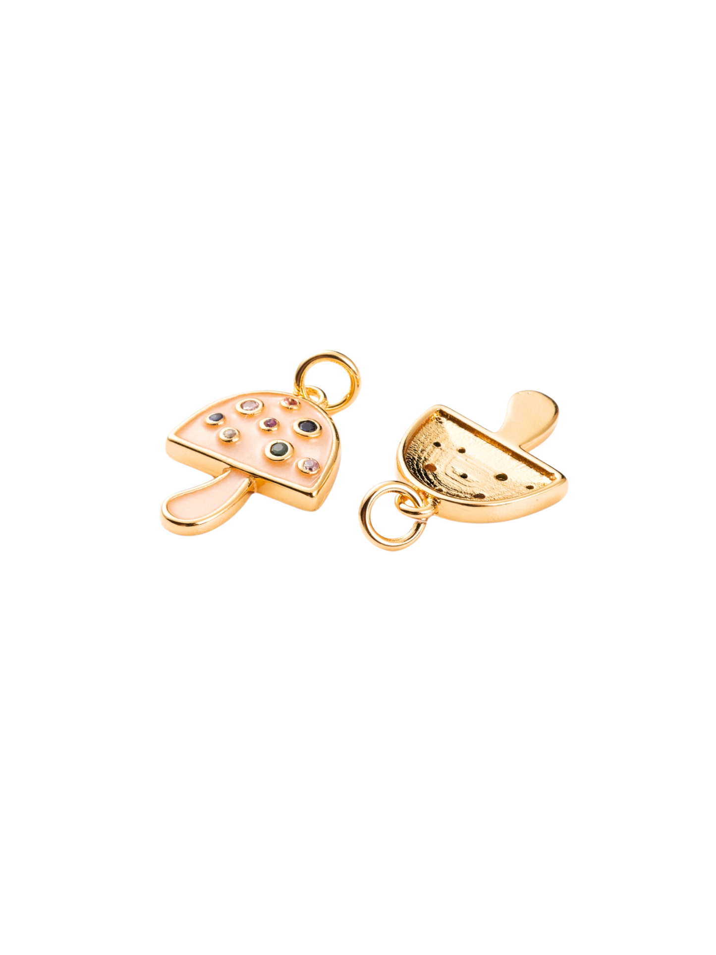 TCB Gold & Pearlescent Embellished Mushroom Charm