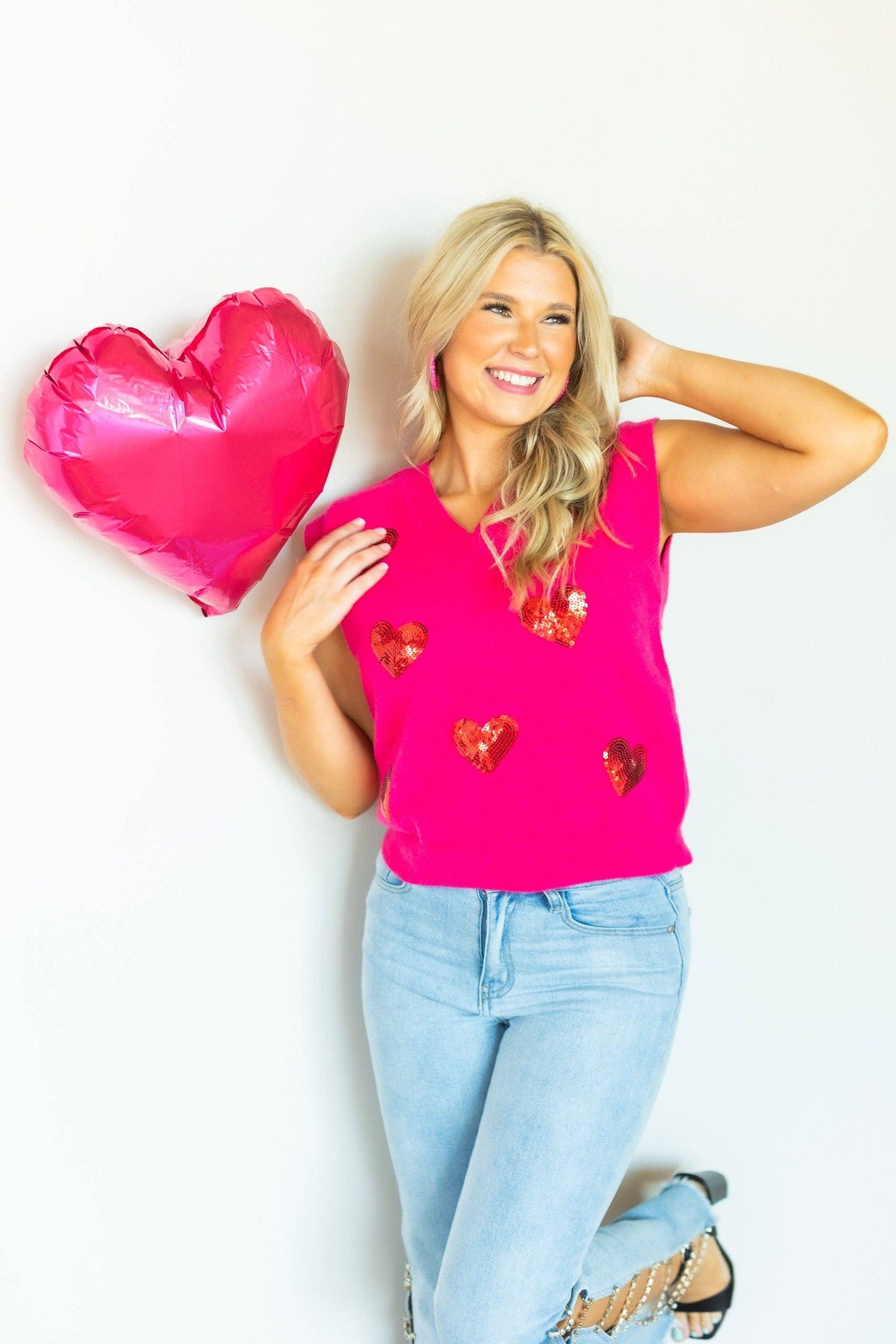 Hot Pink Heart Vest: Pink
