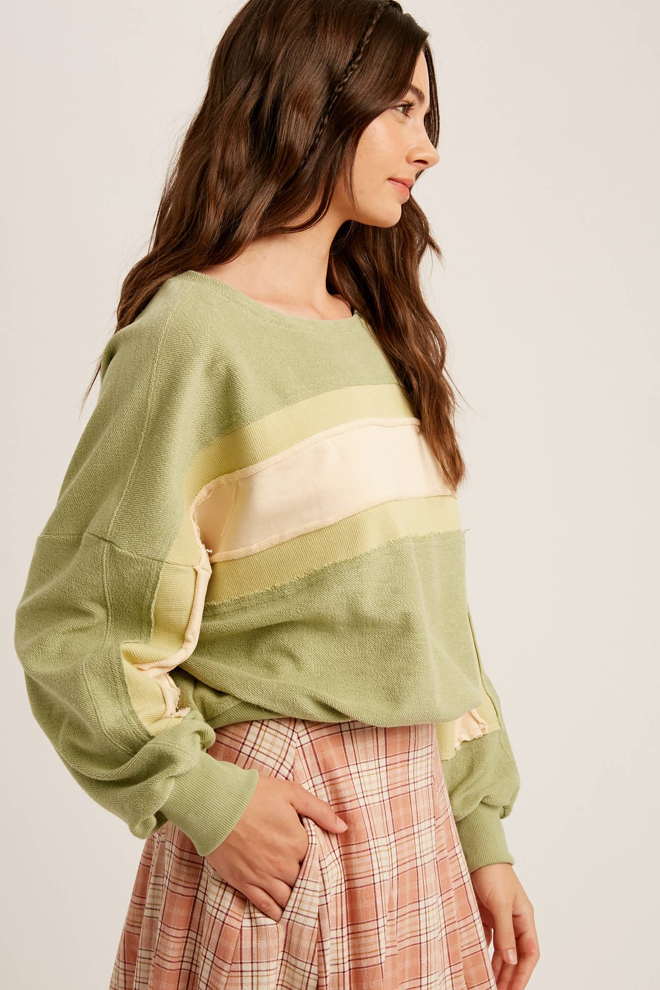 Colorblock Striped Knit Pullover Top