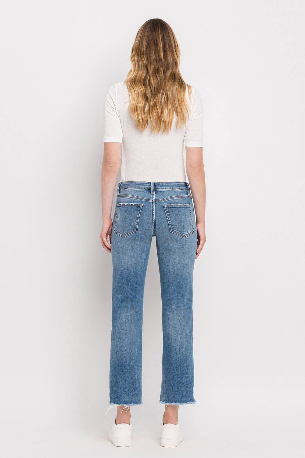FLYING MONKEY MID RISE CROP STRAIGHT JEANS