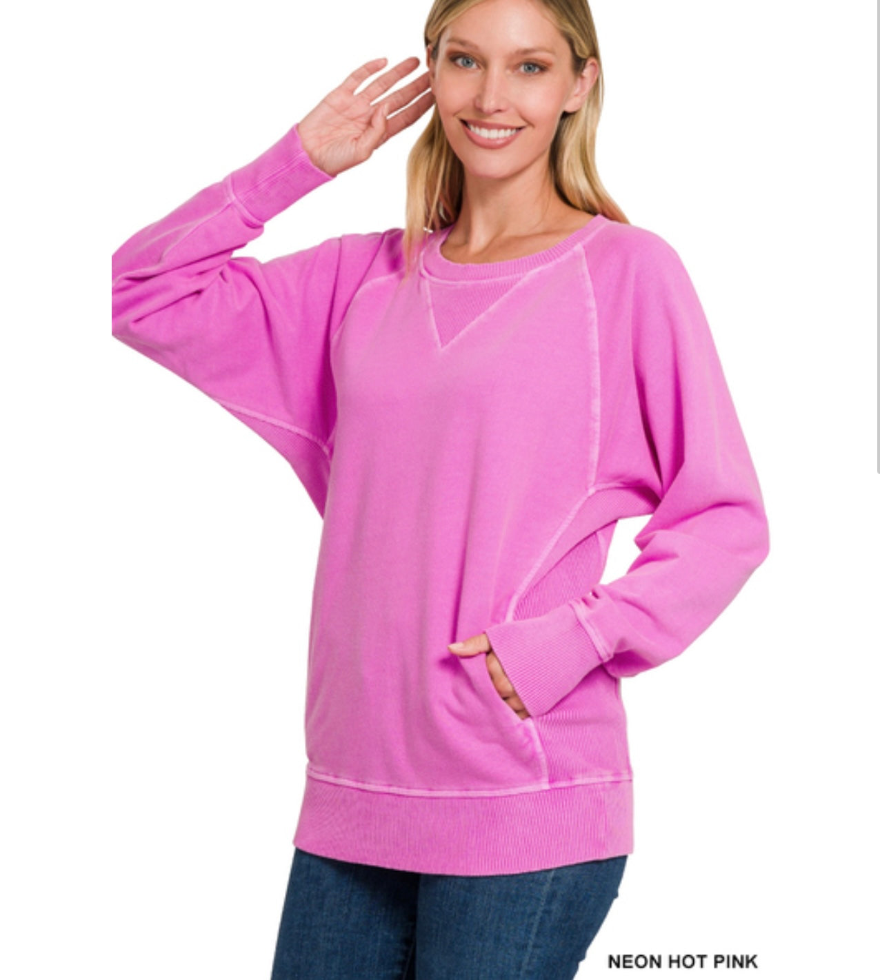 Pigment Dyed French Terry Pullover With Pockets in