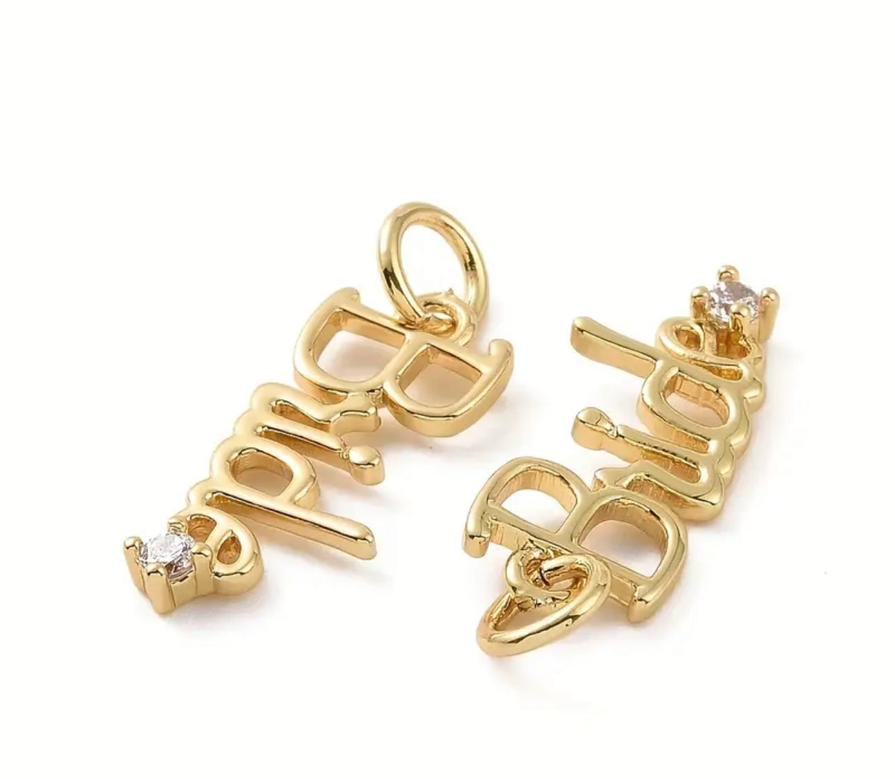 TCB Gold and Rhinestone Bride Charm