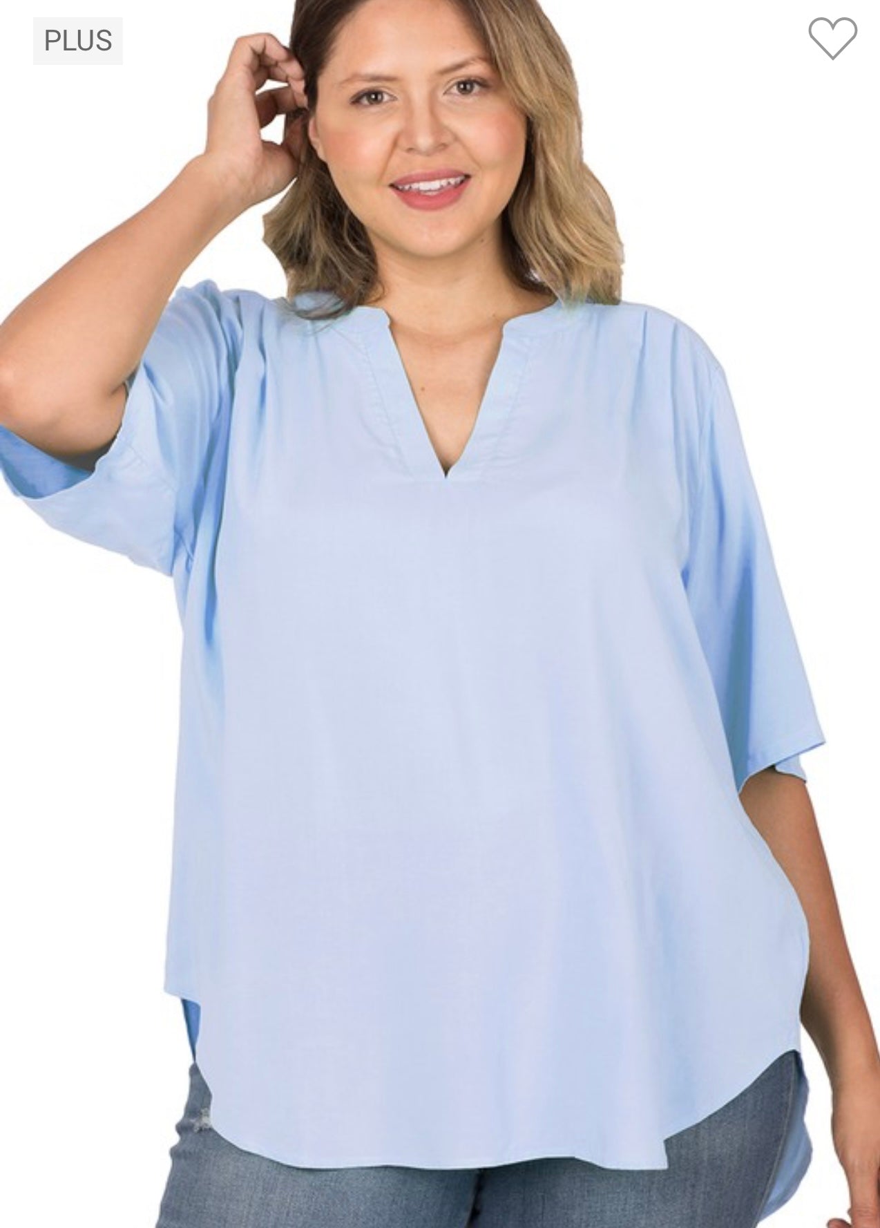 Plus Split Neck Top