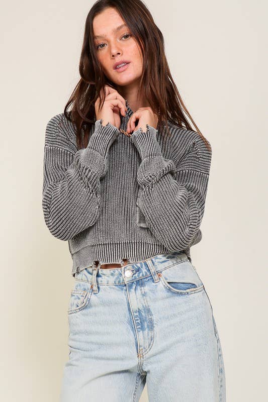 Mineral Wash Crop Sweater