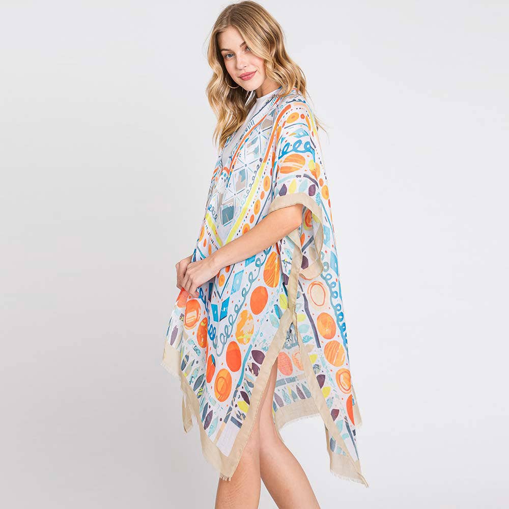 Watercolor Boho Geometric Print Kimono