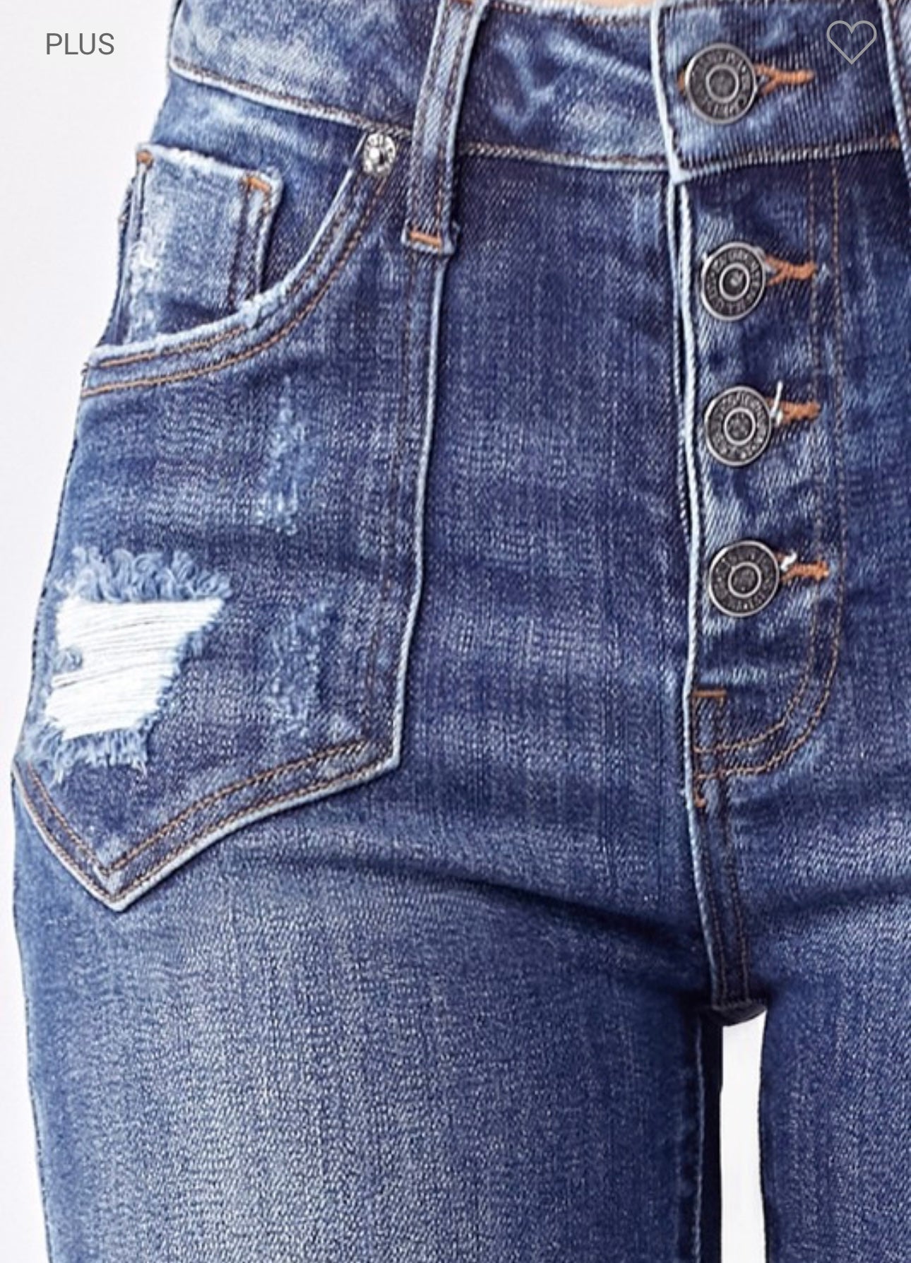 Risen Plus HR Button Fly Roll Up Skinny