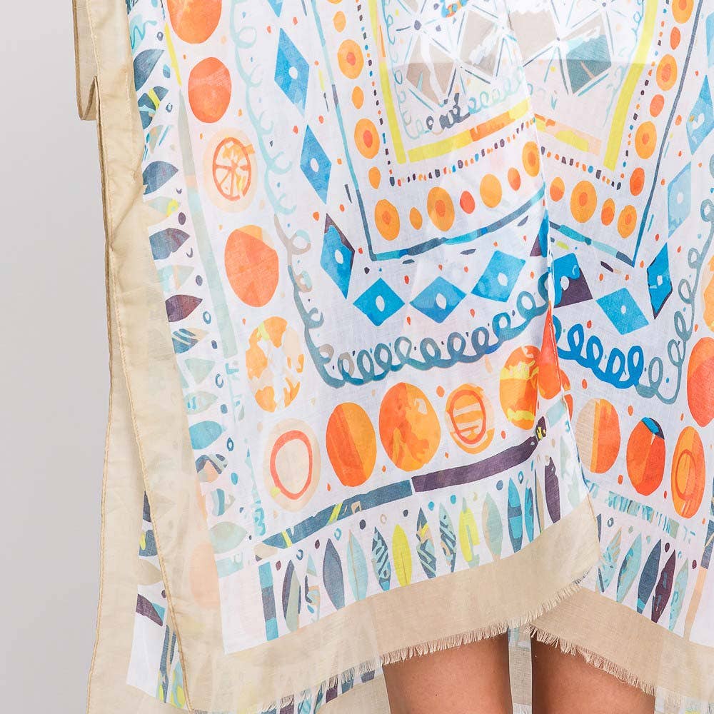 Watercolor Boho Geometric Print Kimono