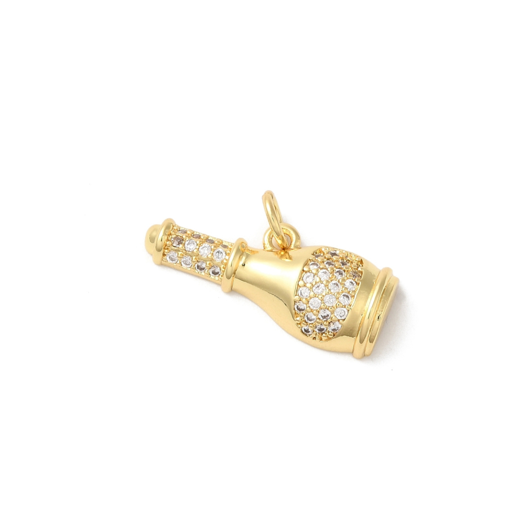 TCB Gold CZ Bubbly Bottle Charm