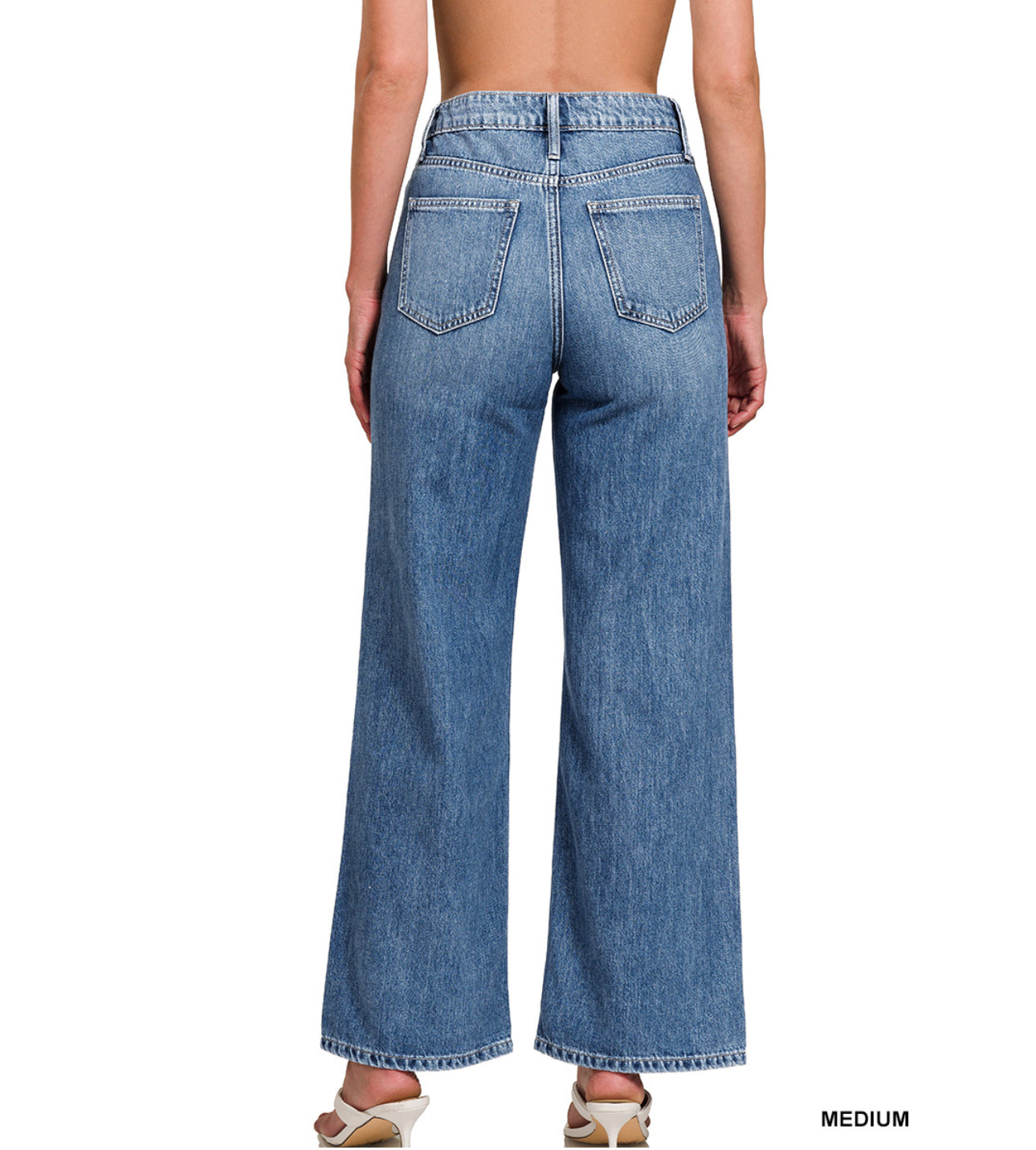 ZENANA HIGH WAIST WIDE LEG STRAIGHT DENIM JEAN