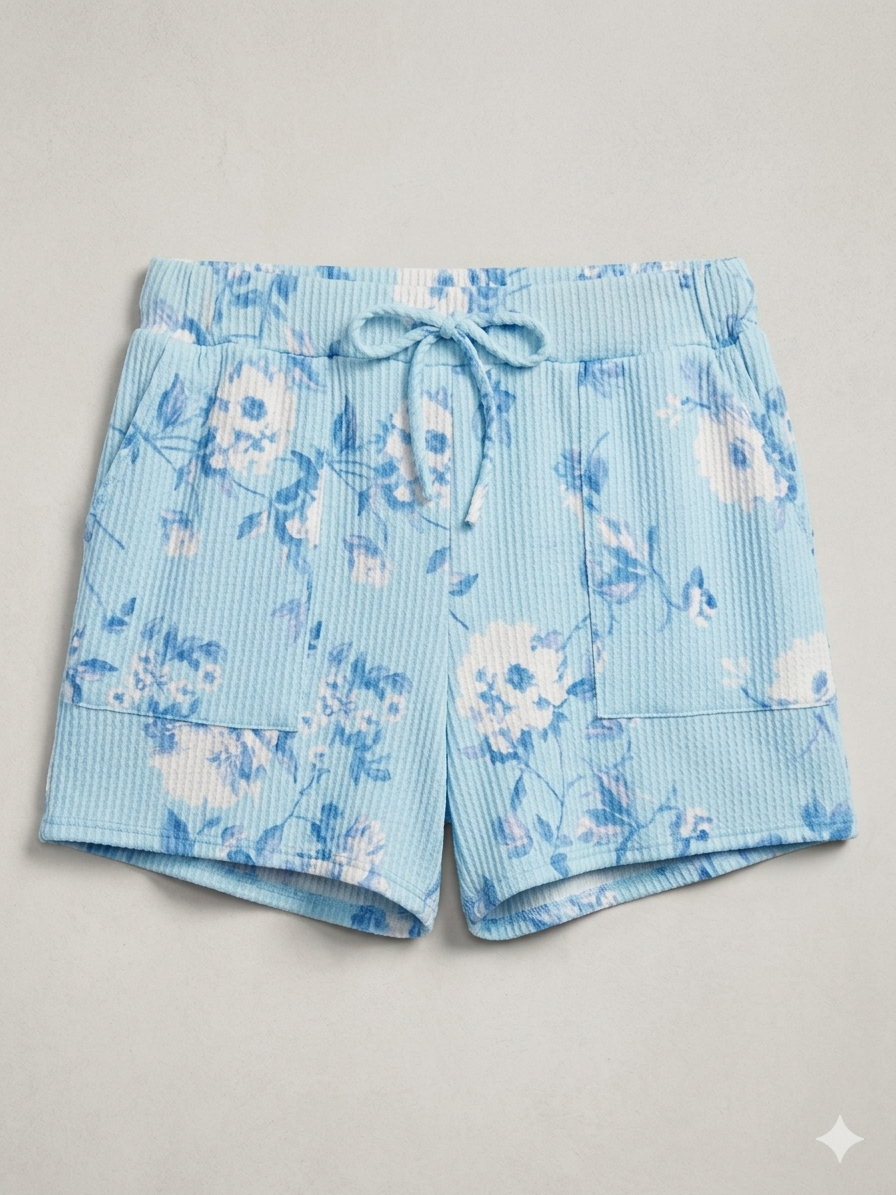 Women’s Floral Elastic Waist Shorts – With Pockets