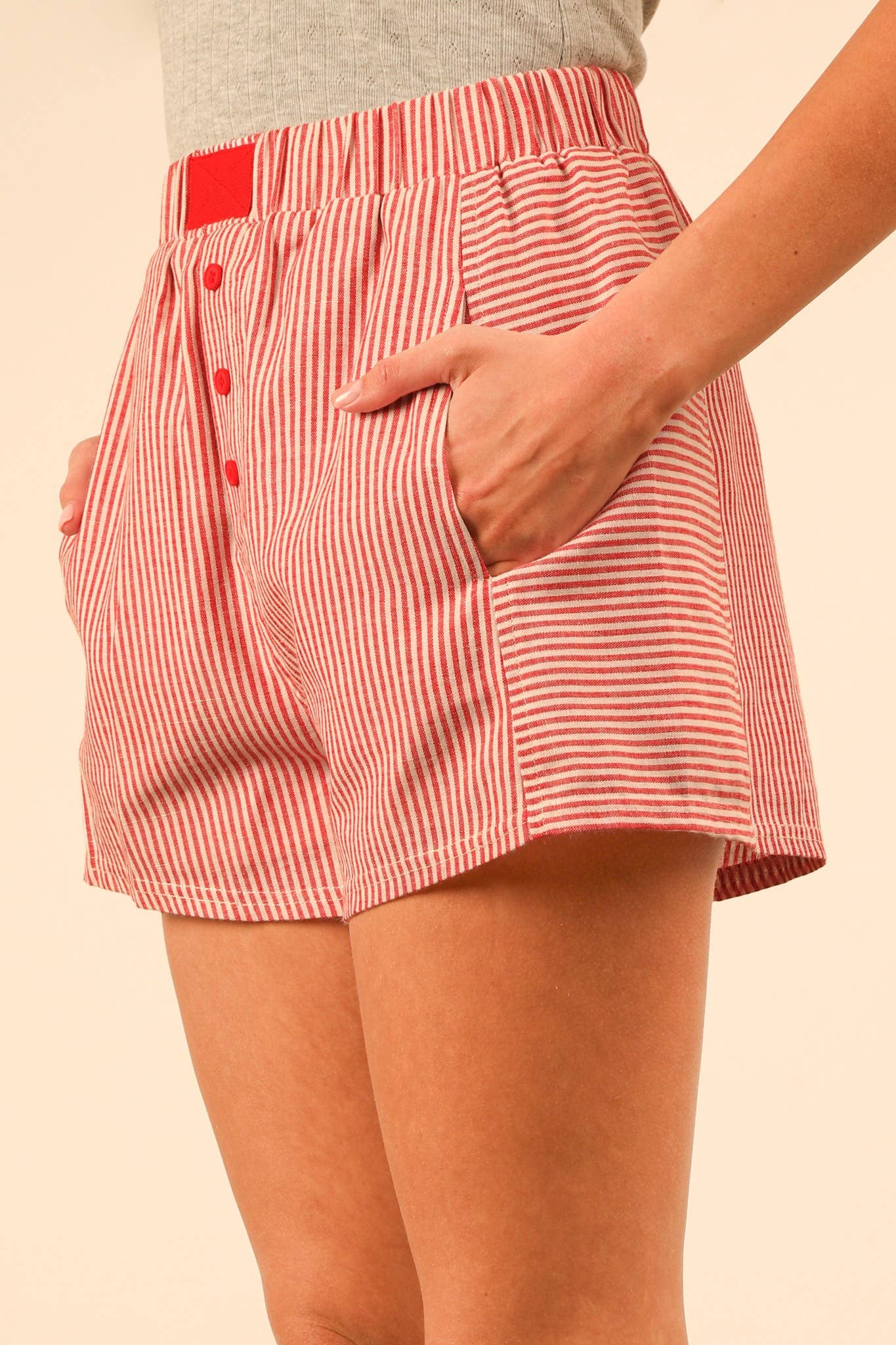 Plus Striped & Checker Boxer Shorts: RED STRIPE