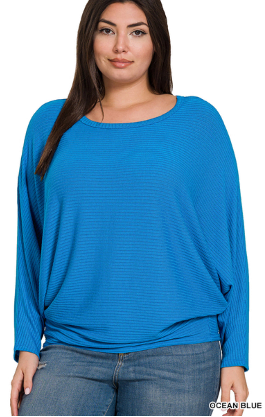 Plus Ribbed Batwing Top