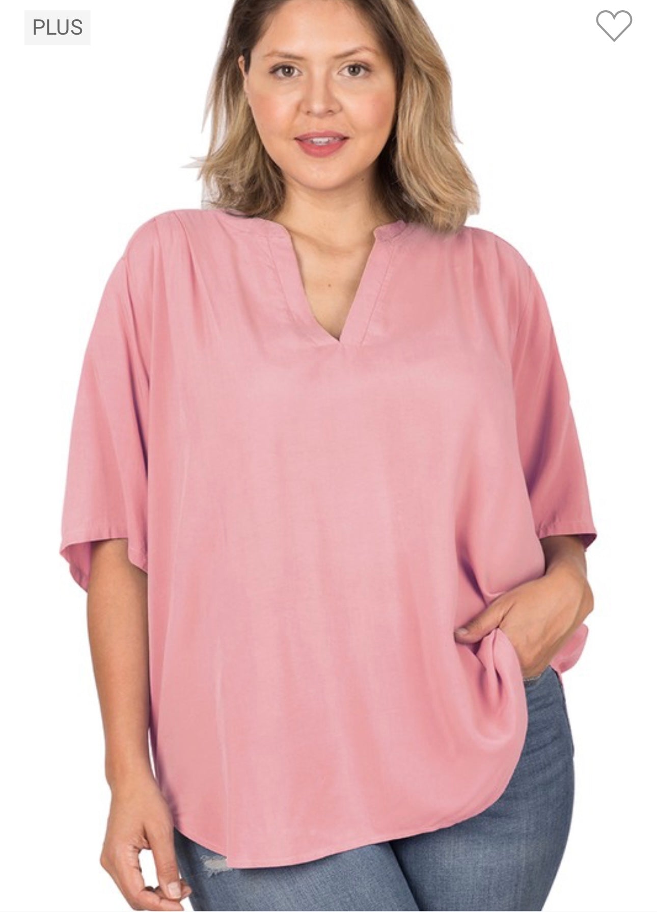 Plus Split Neck Top
