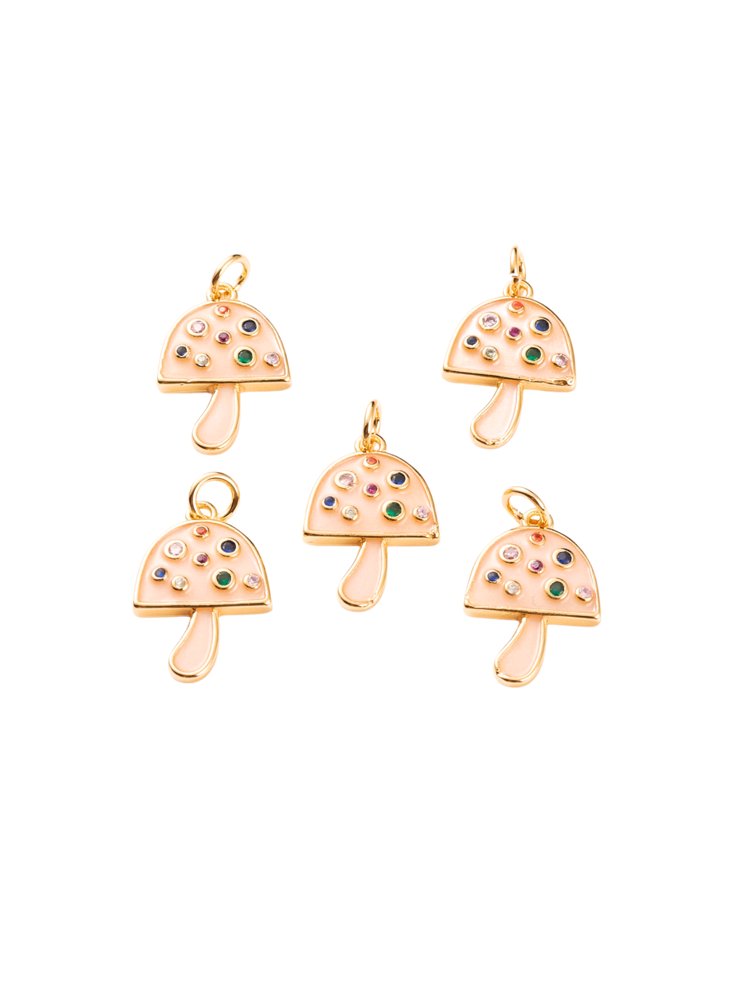 TCB Gold & Pearlescent Embellished Mushroom Charm