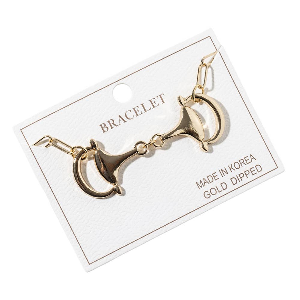 Gold Dipped Horsebit Link Bracelet: Gold