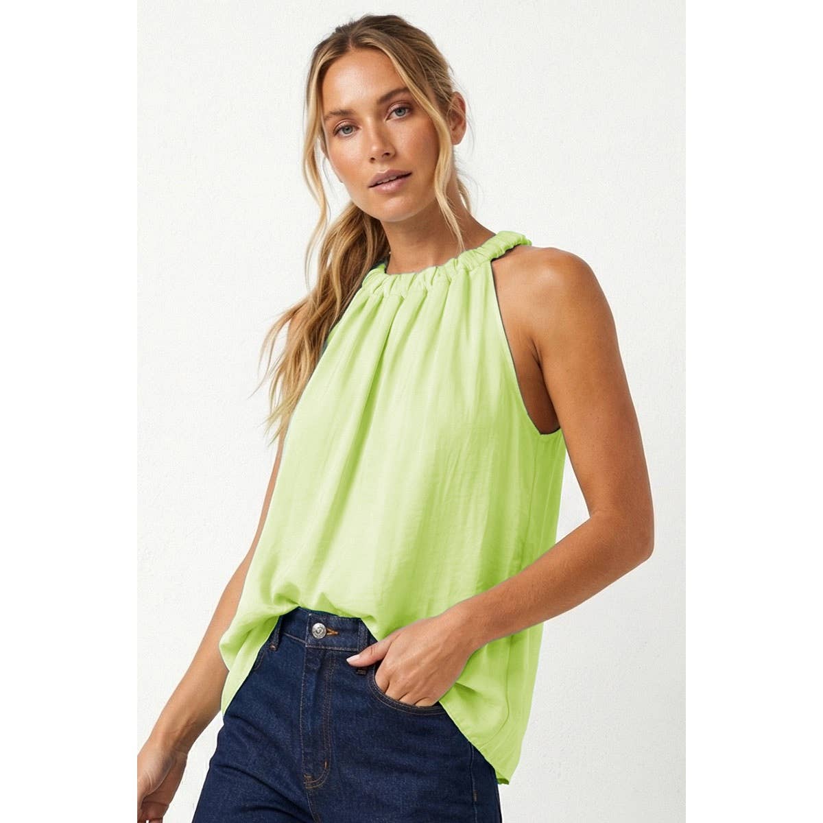 Twisted Halter Style Top With Tie Back
