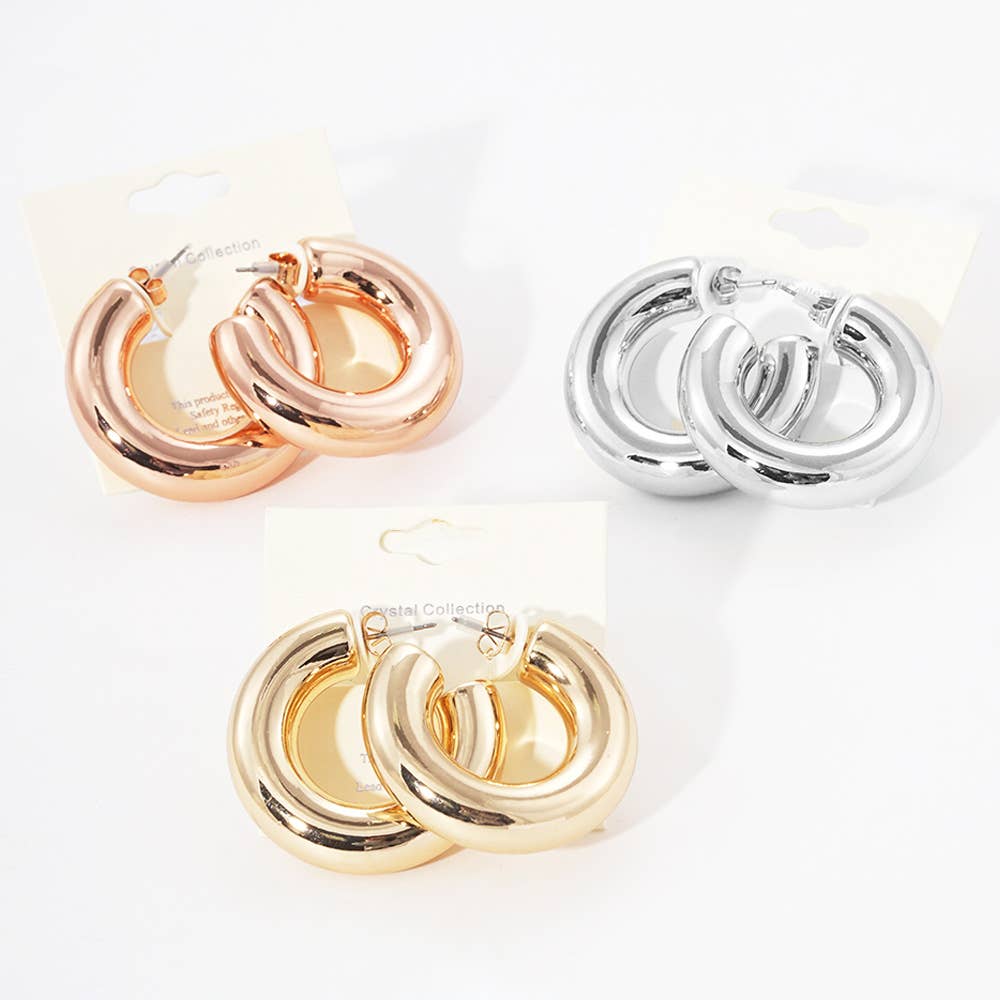 Thick Hoop Earrings
: Matte Gold