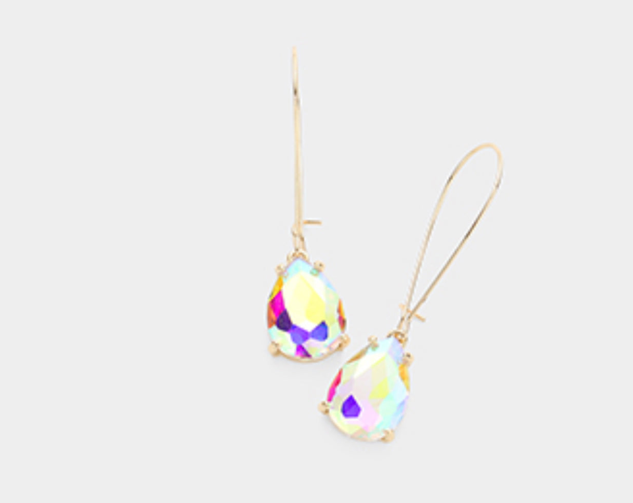 Teardrop Stone Dangle Evening Earrings