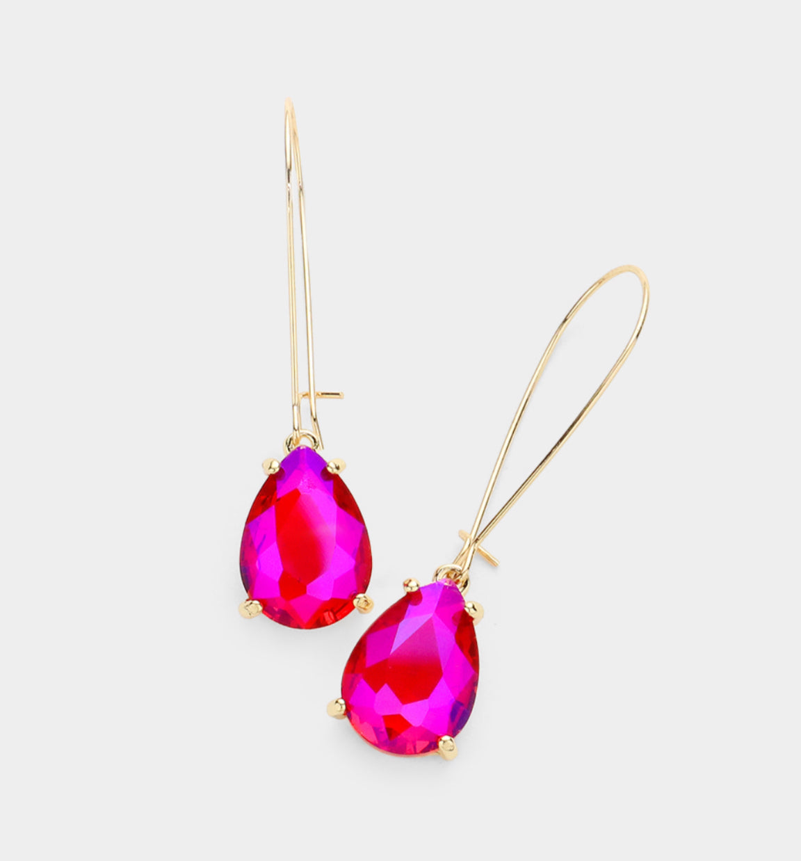 Teardrop Stone Dangle Evening Earrings