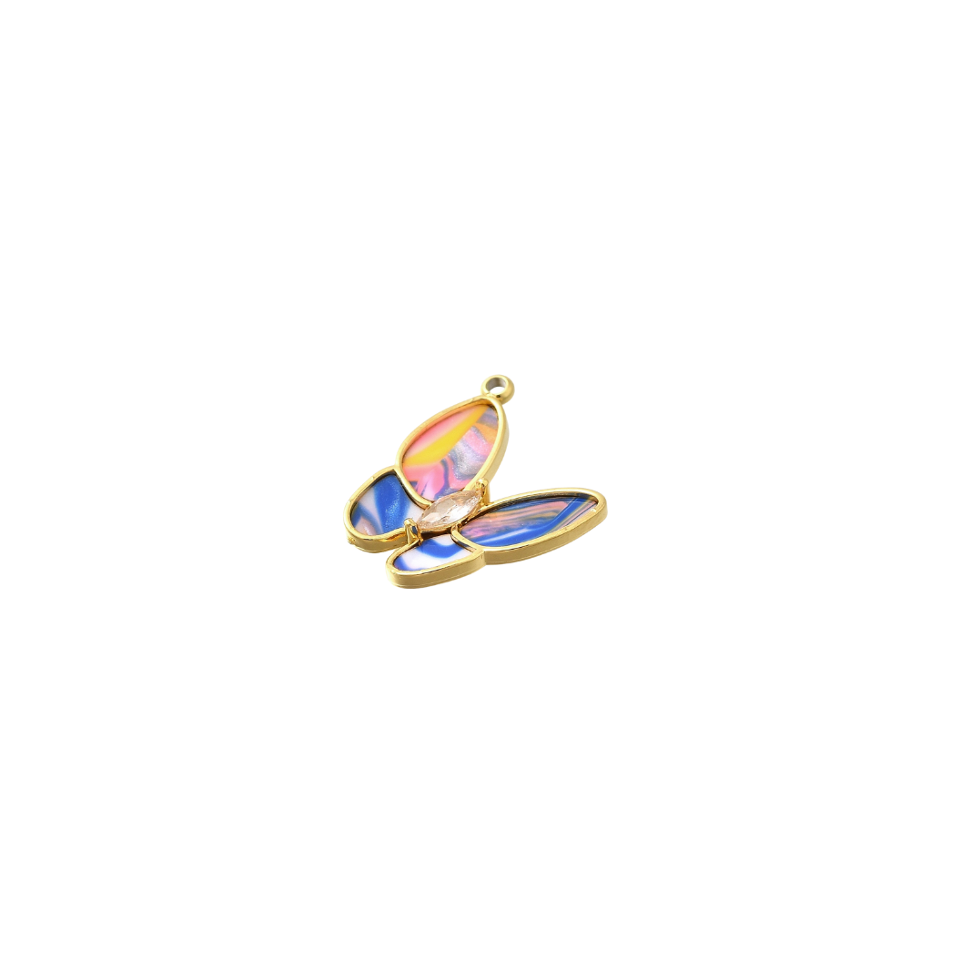 TCB Gold Pastel Butterfly Charm