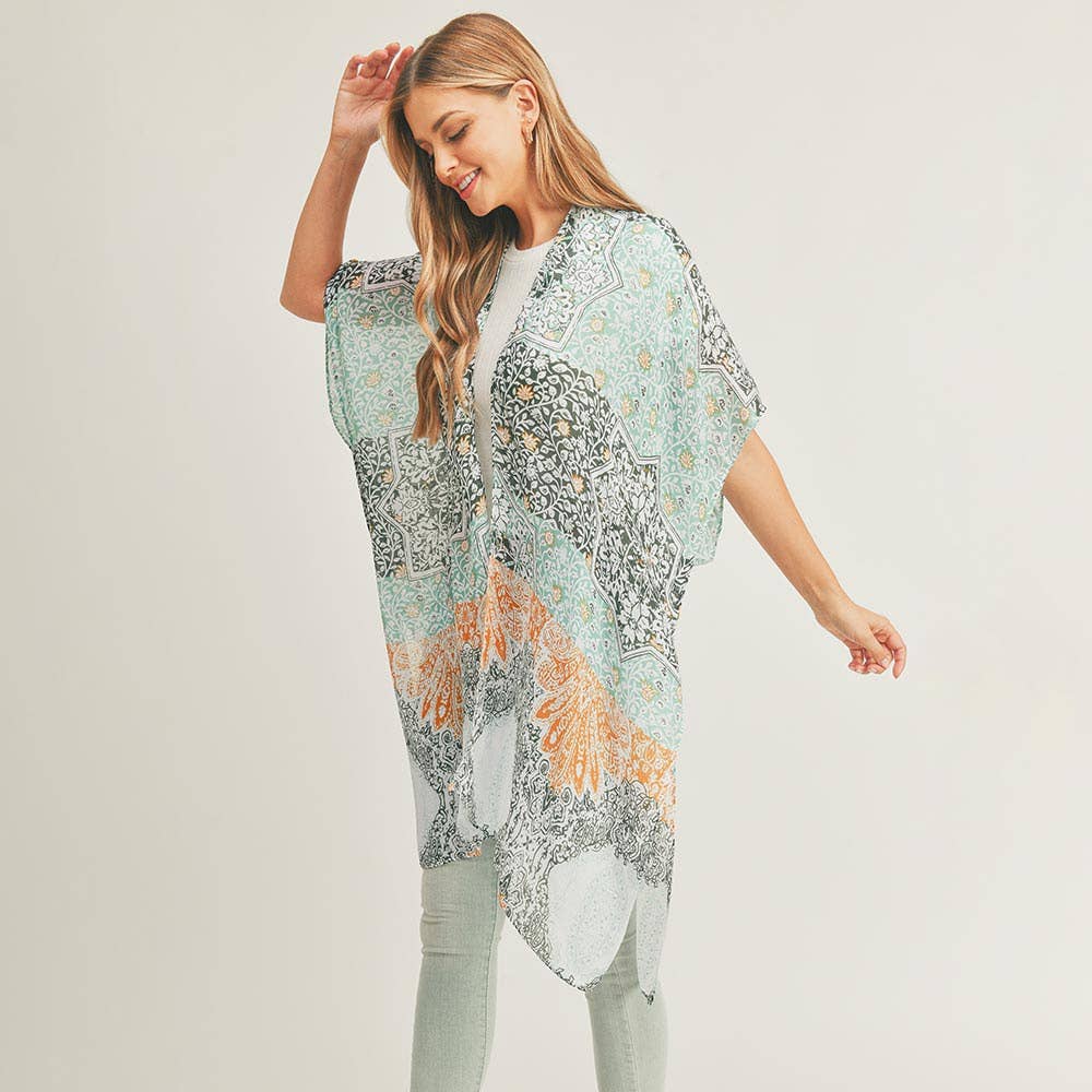 Floral Leaf Patterned Kimono