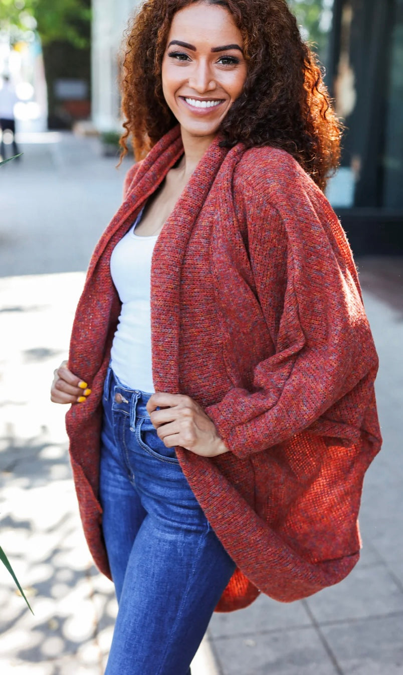 Rust Marbled Thick Cardigan