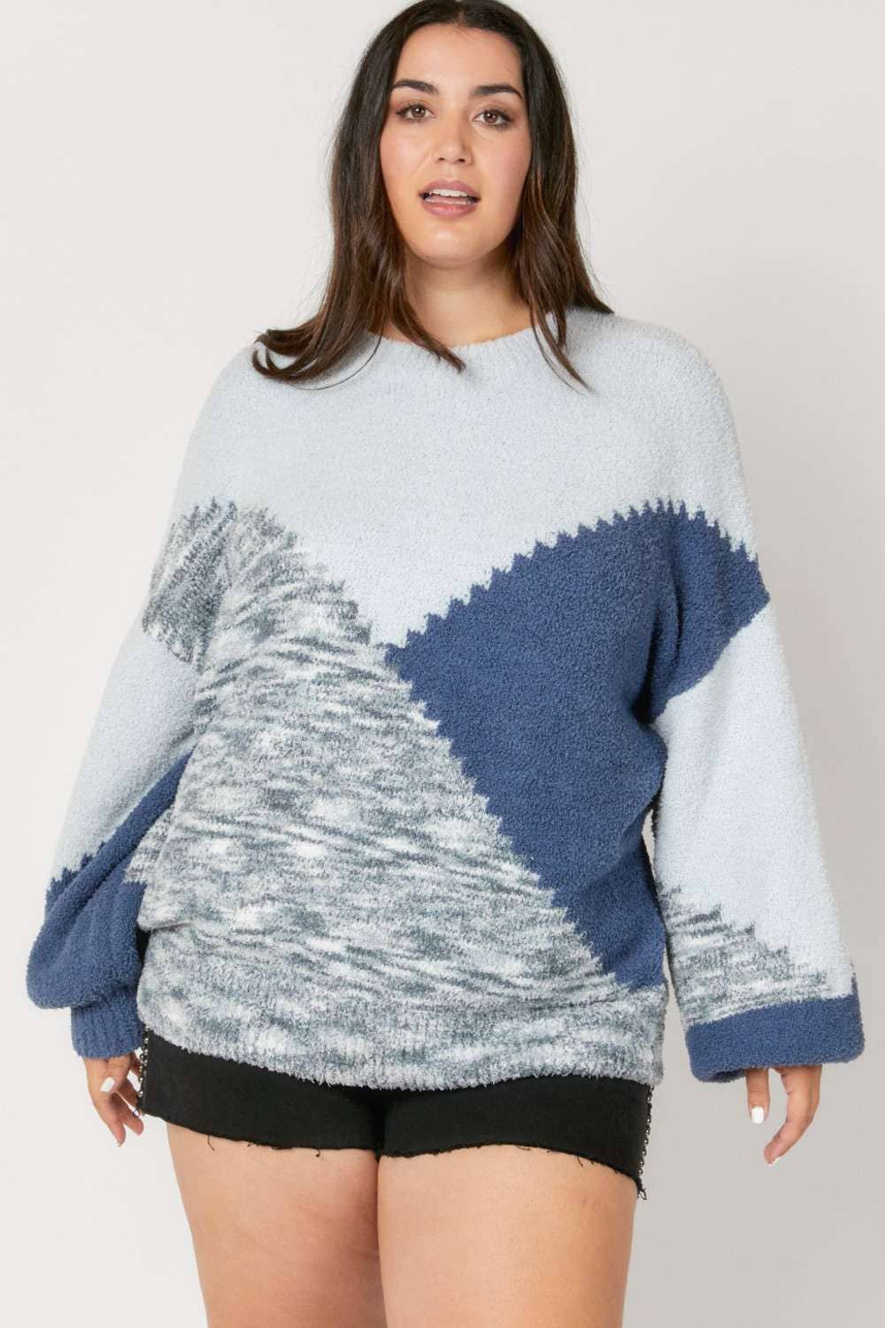PLUS PRINTED ROUND NECK SWEATER