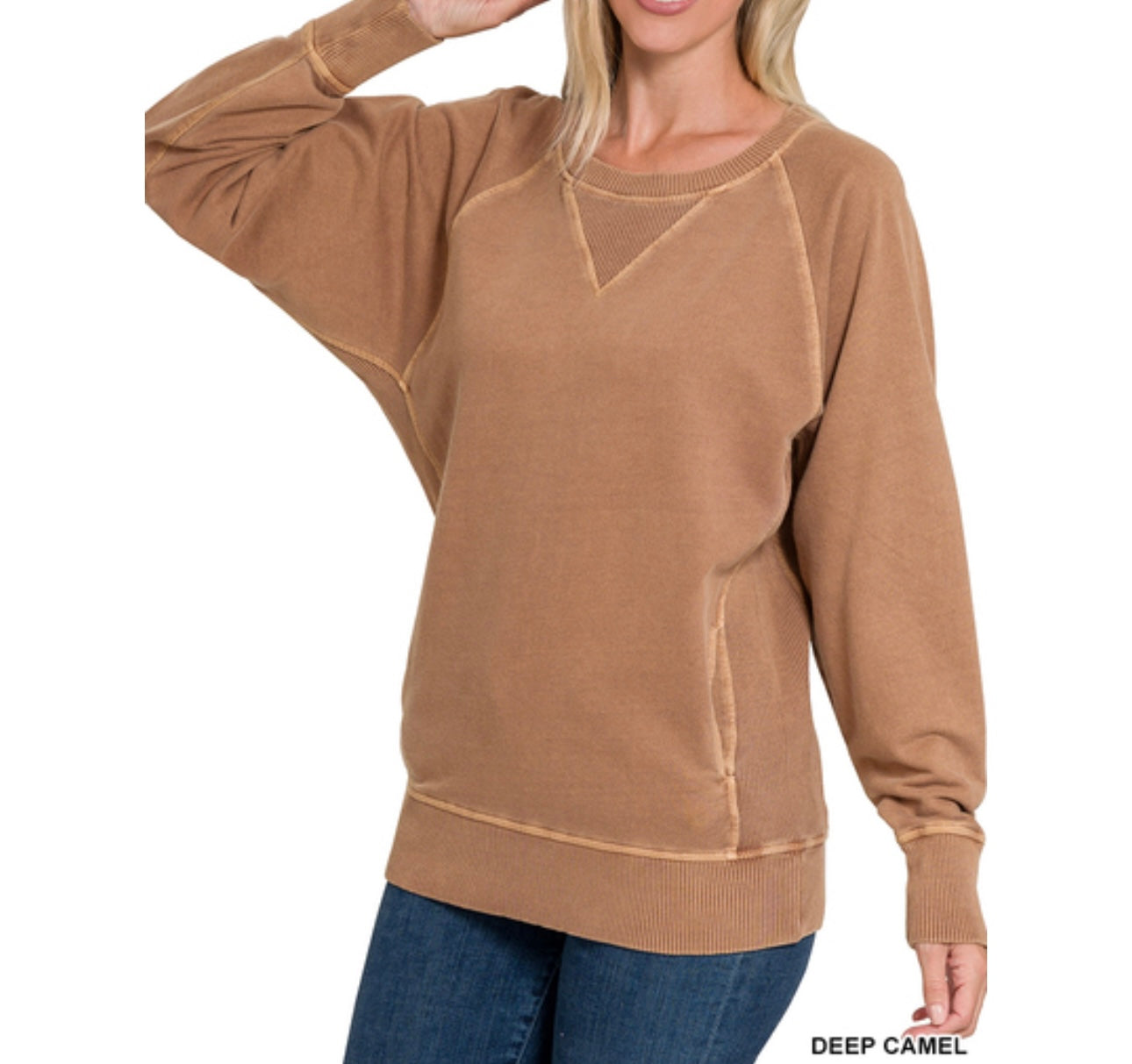 Pigment Dyed French Terry Pullover With Pockets in