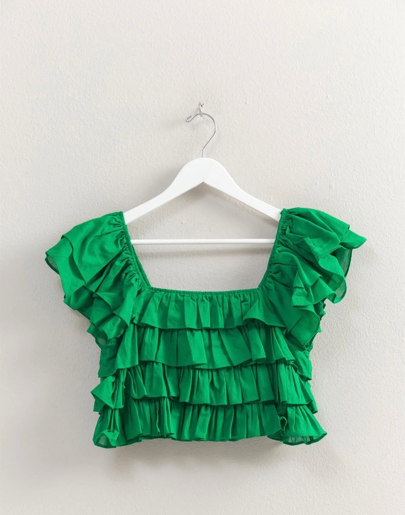 Cotton Voile Ruffle Crop Blouse