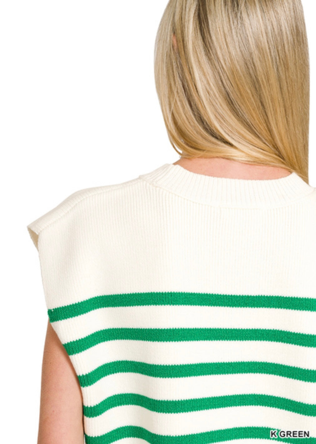 OVERSIZED CREW NECK STRIPE SWEATED VEST