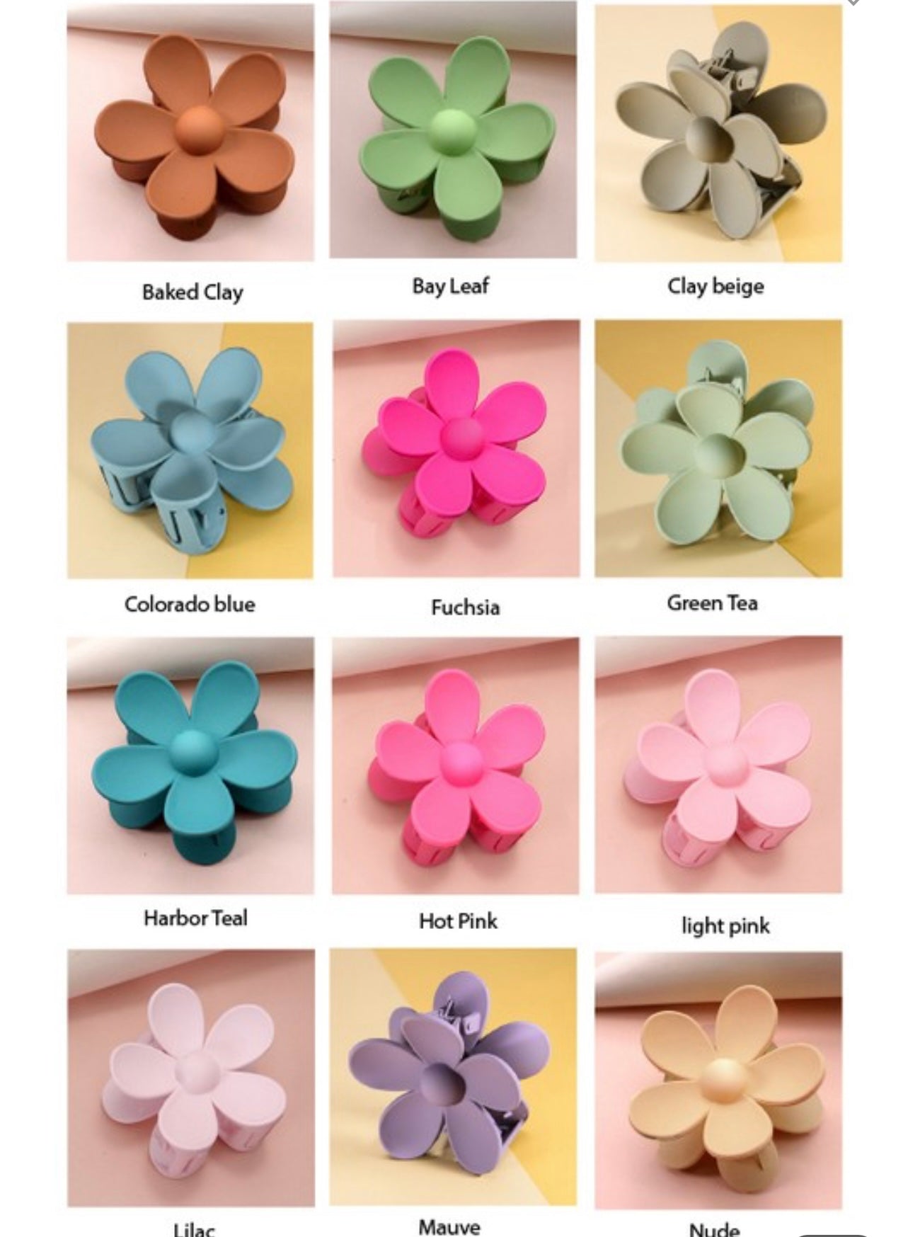 Oversized Matte Flower Claw Clips