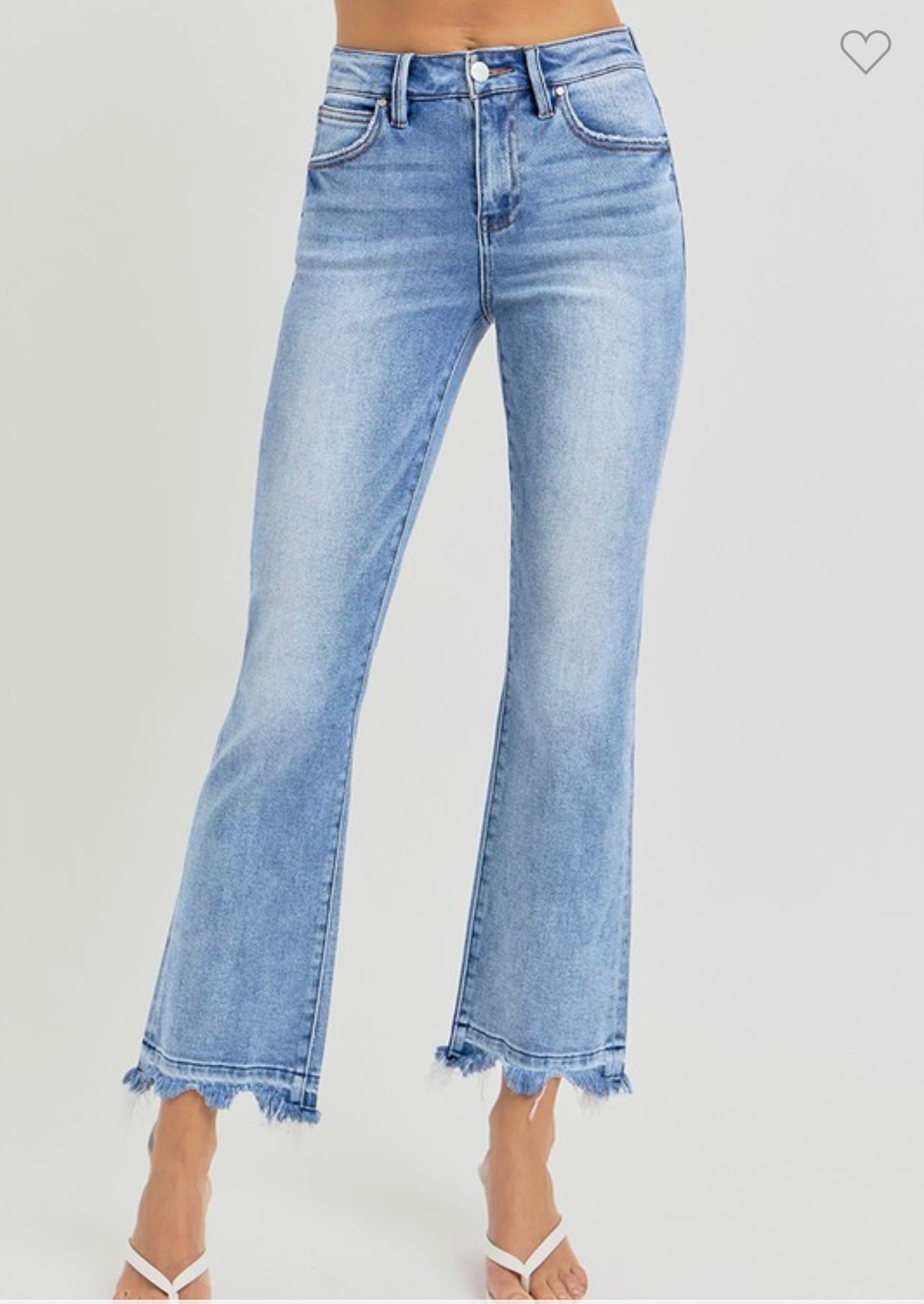 Risen HIGH RISE CROP STRAIGHT SLIM JEANS