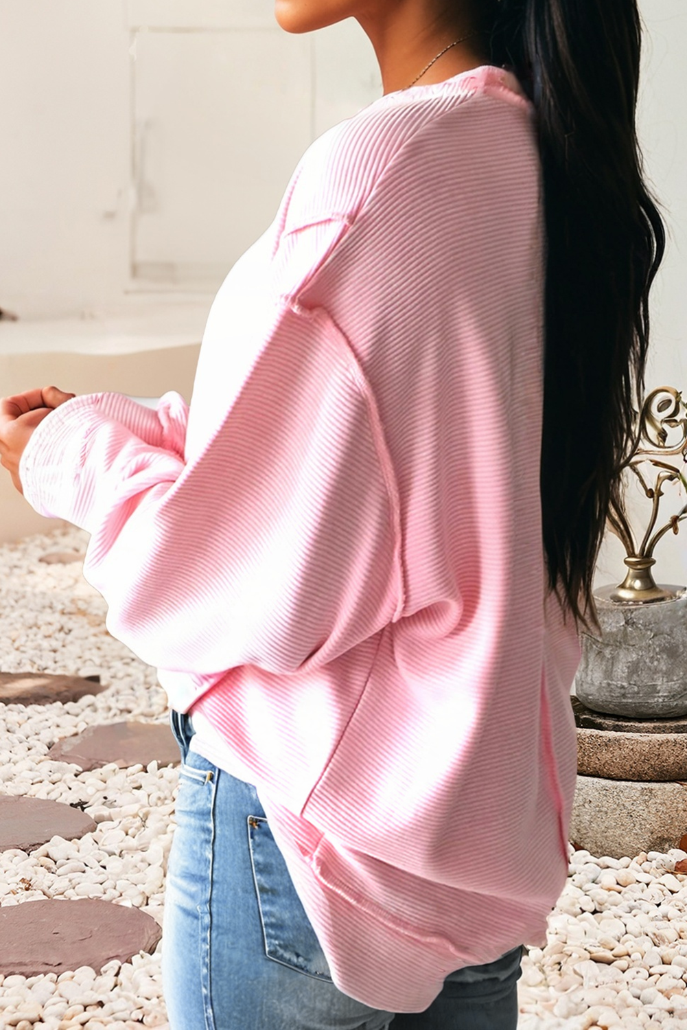 MDB Horizontal Ribbed Exposed Seam Detail Top