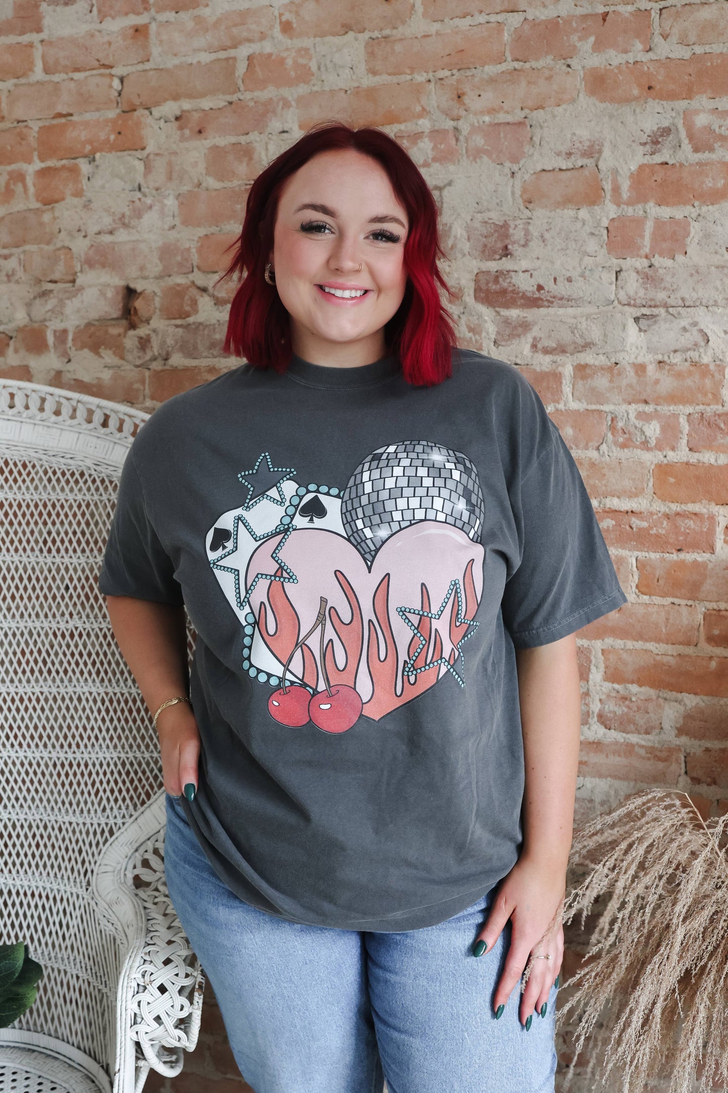 Western Heart Cards Disco Comfort Colors Graphic Tee