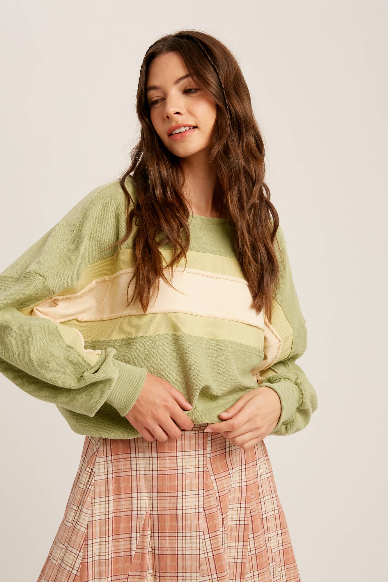 Colorblock Striped Knit Pullover Top