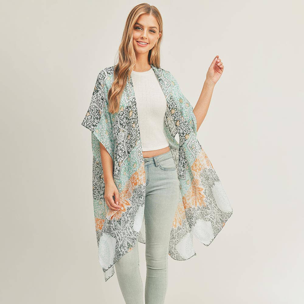 Floral Leaf Patterned Kimono