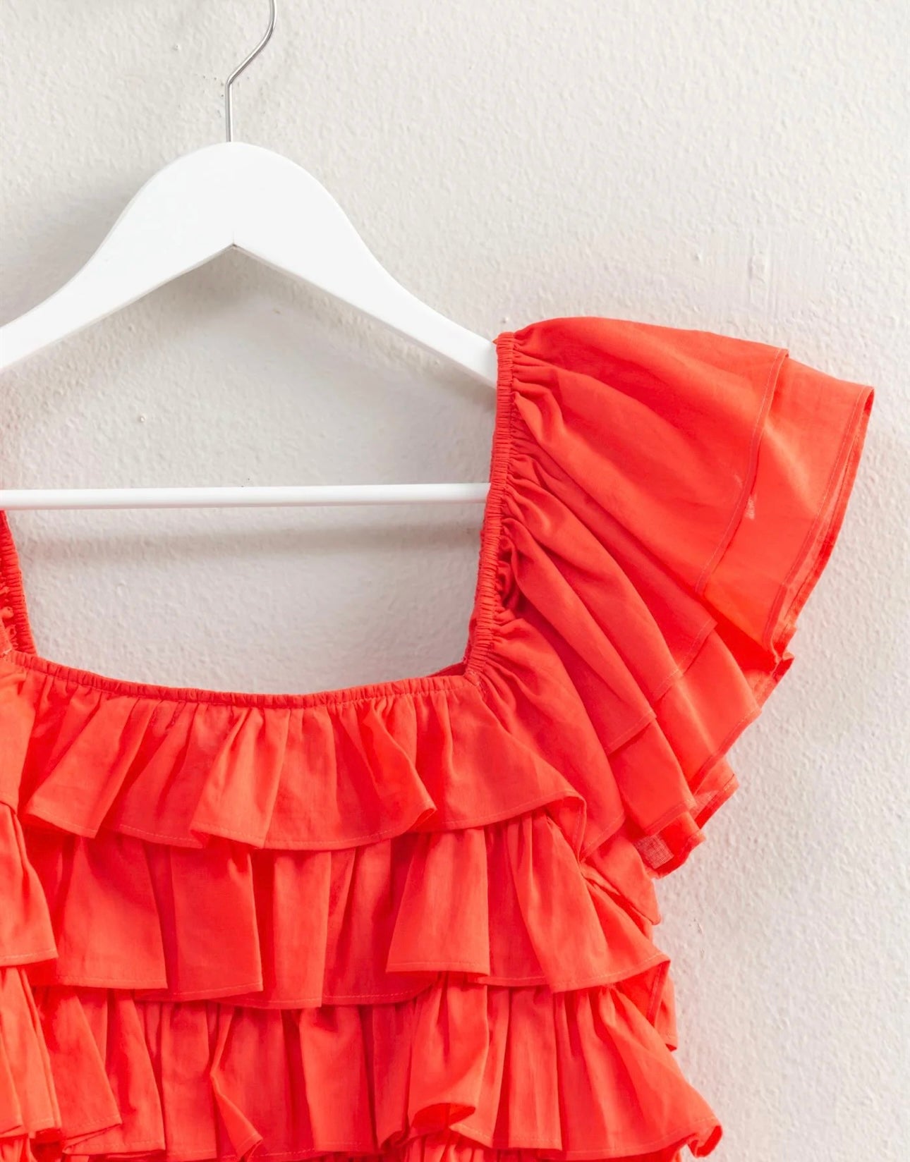 Cotton Voile Ruffle Crop Blouse