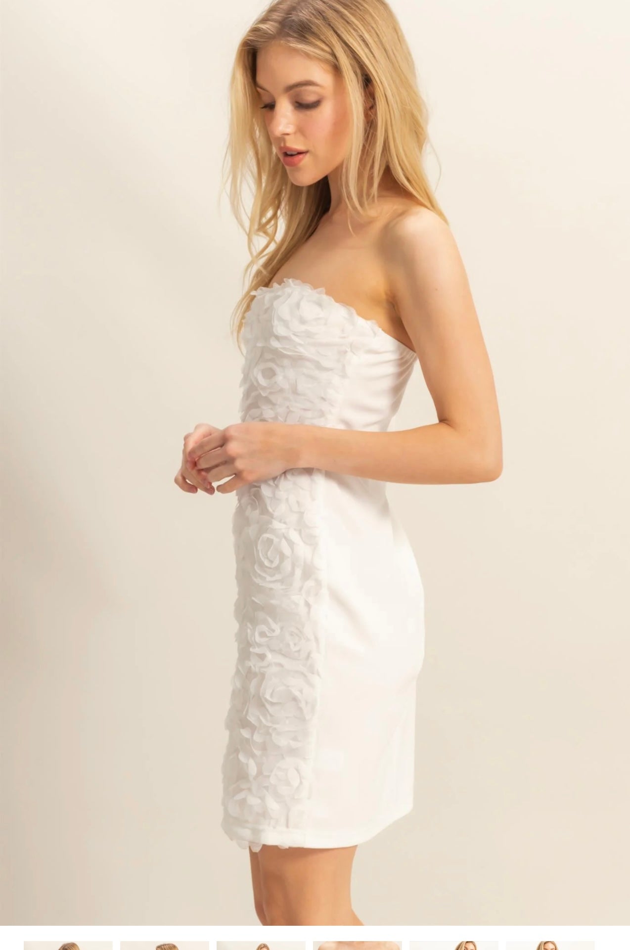 Rosette Strapless Bodycon Mini Dress