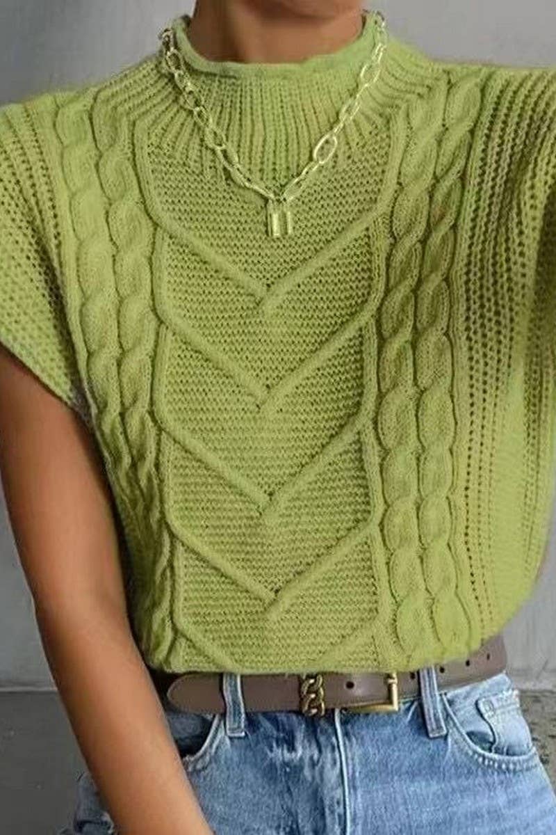 SOLID COLOR CASUAL TWISTED HIGH COLLAR VEST