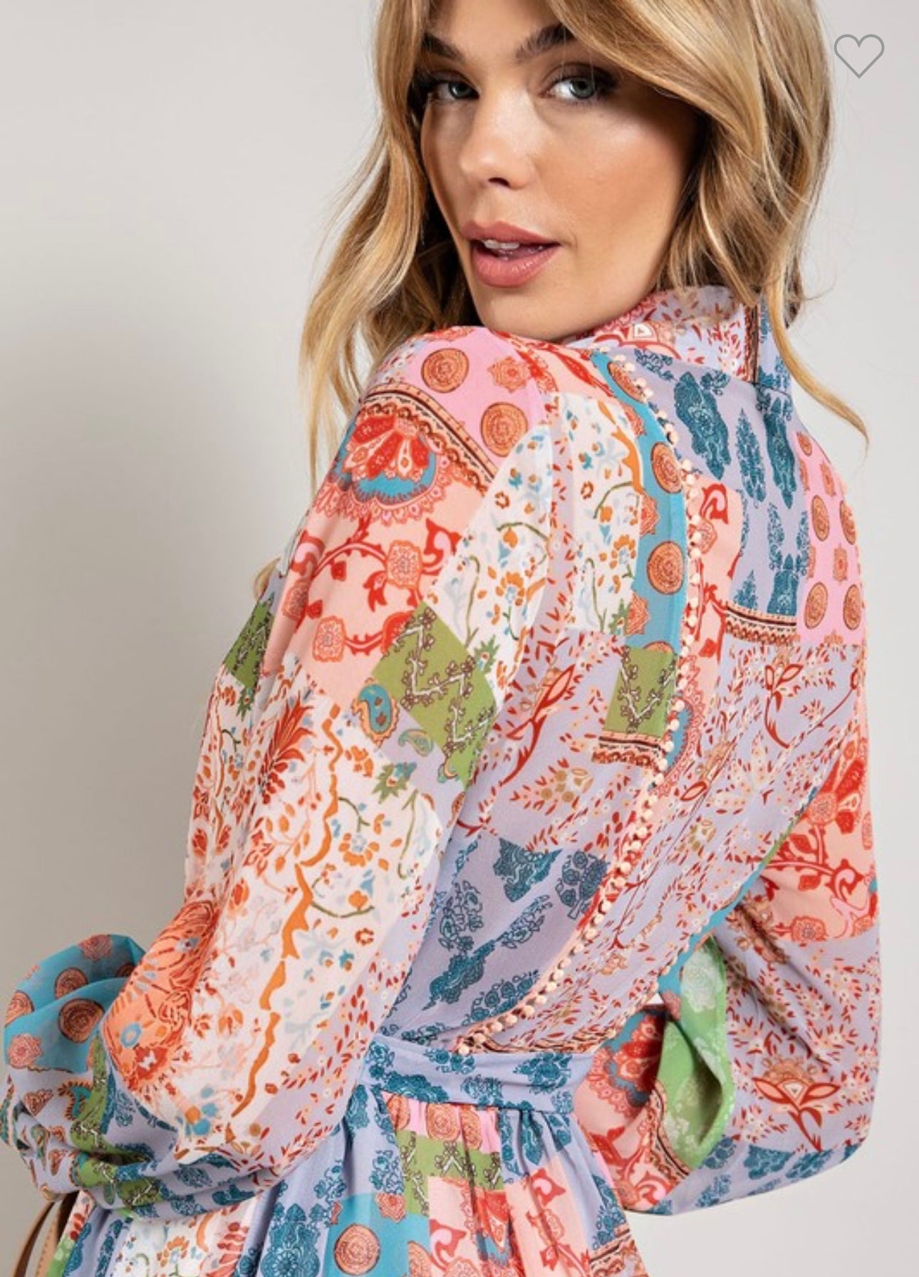 FLOWER PRINT LONG SLEEVE SHIRT DRESS