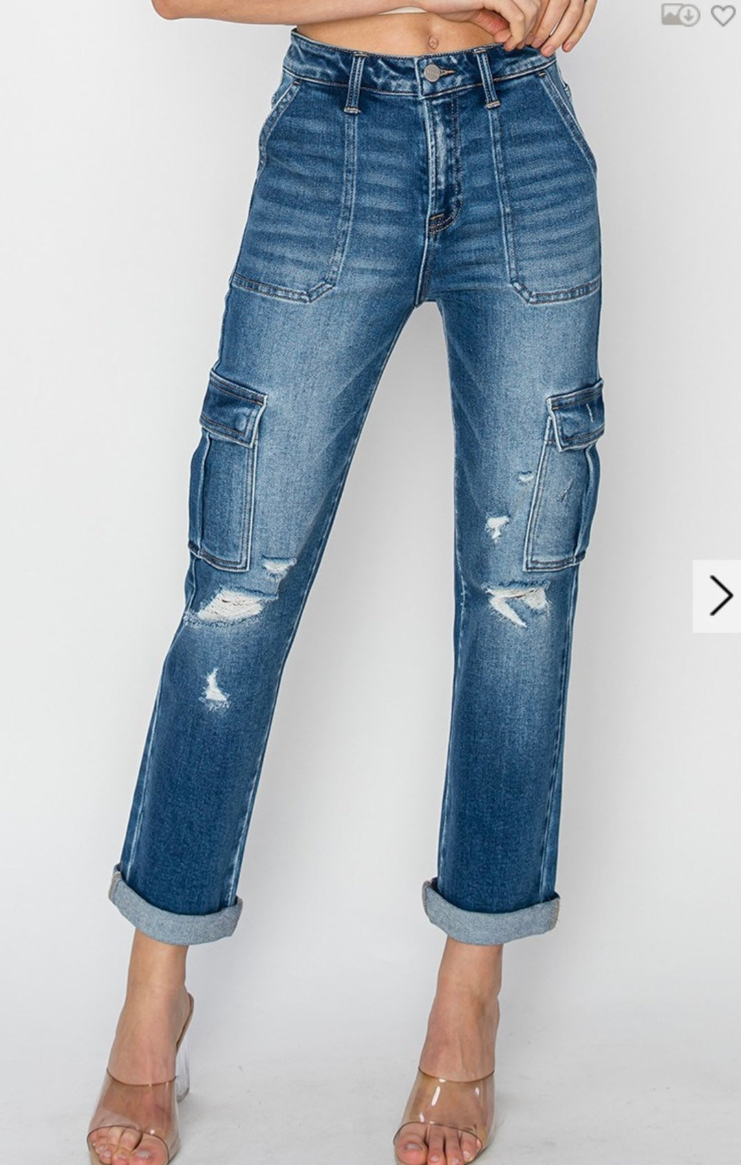 Risen HR Cargo Ankle Roll Up Straight Jean
