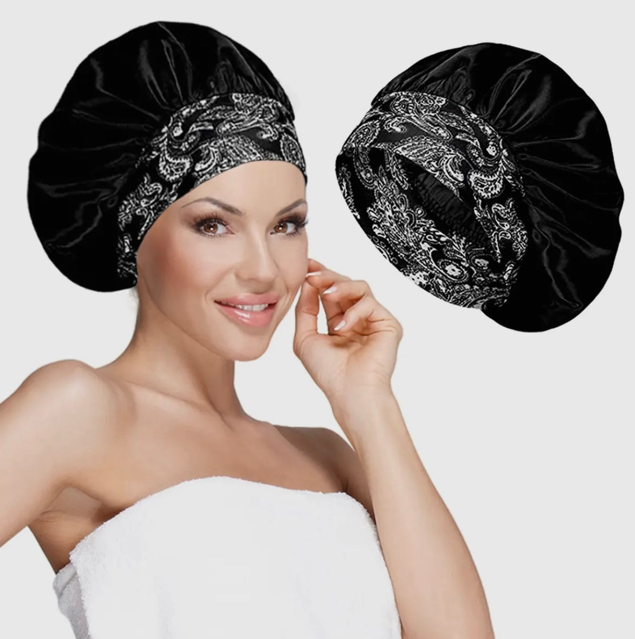 Wide Band Satin Bonnet Cap