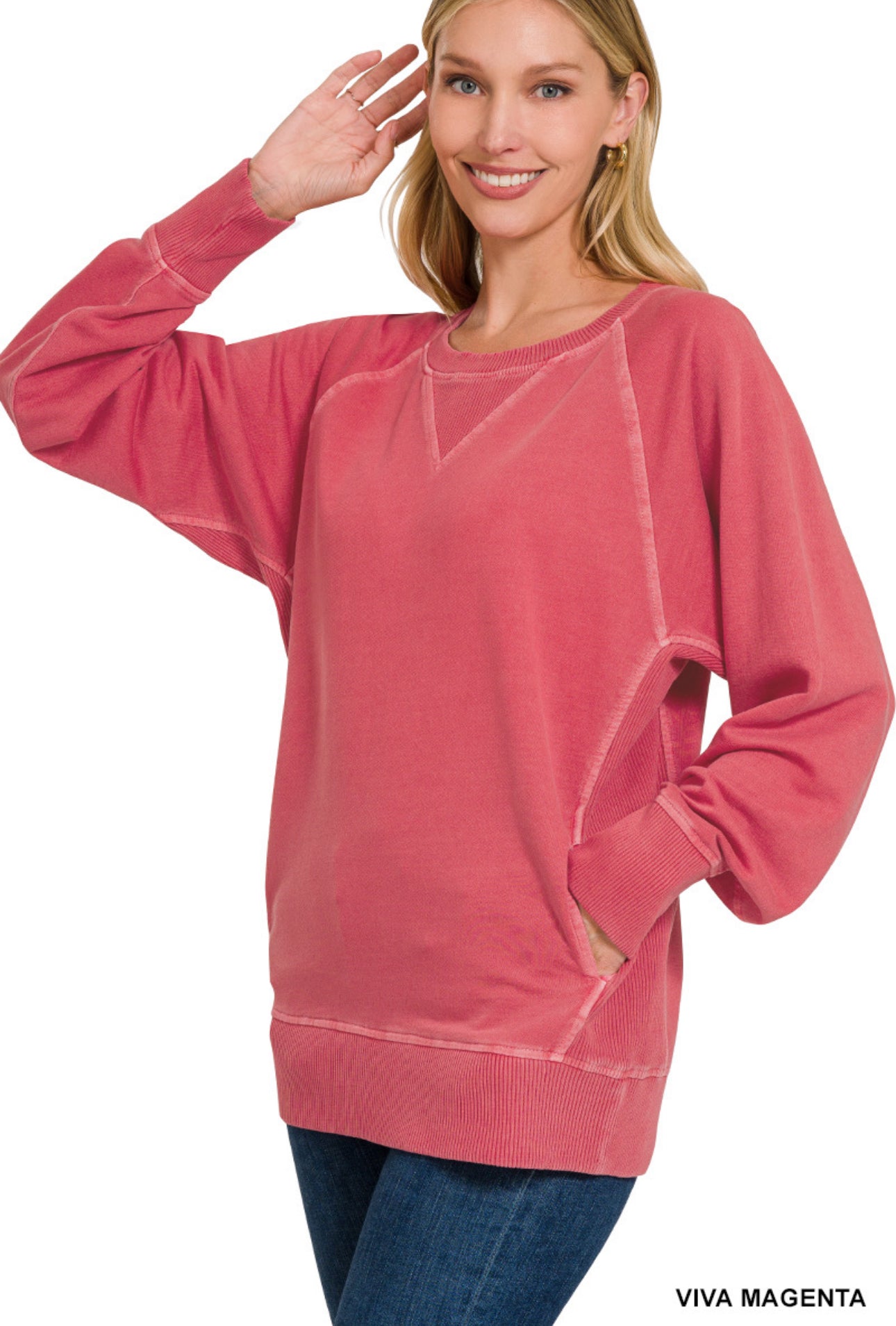 Pigment Dyed French Terry Pullover With Pockets in