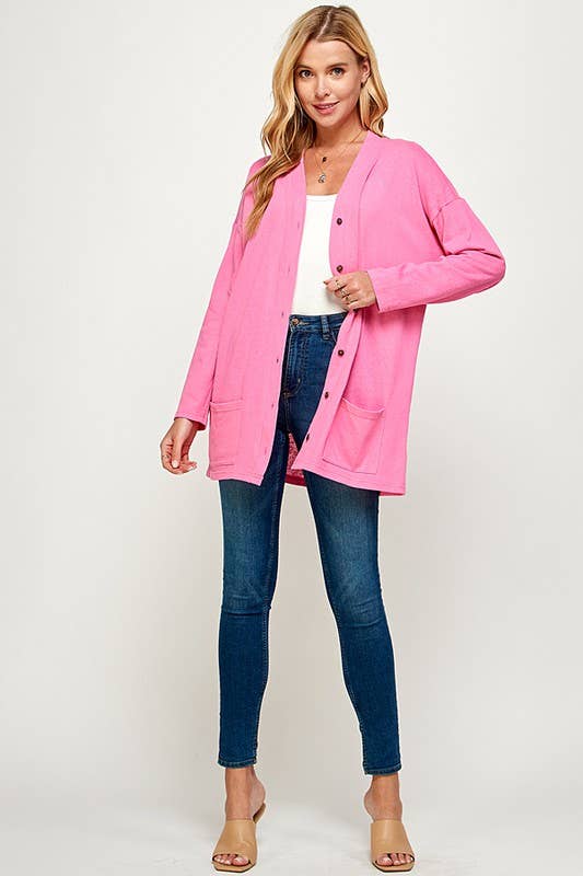 Lightweight Slub BubbleGum Cardigan