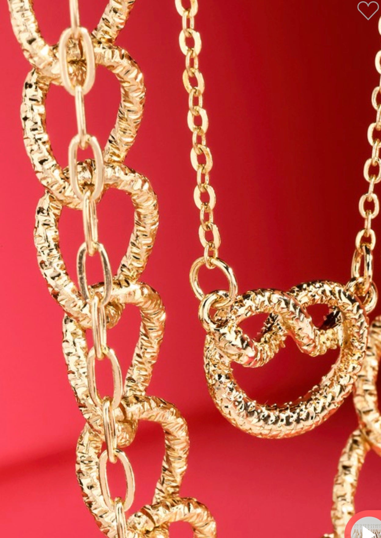 Layered Necklace W Heart Knot